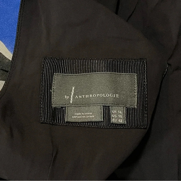 By Anthropologie Painterly Floral Abstract Midi Dress Women’s 10 Blue Babydoll - Picture 8 of 9